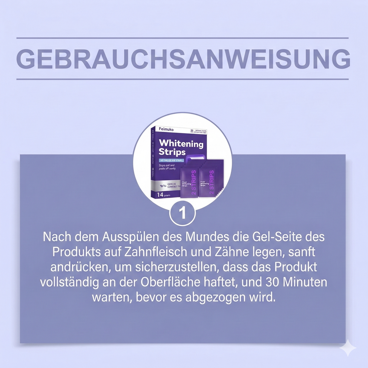 Lila Zahnaufhellungsstreifen - Anwend. peroxidfrei