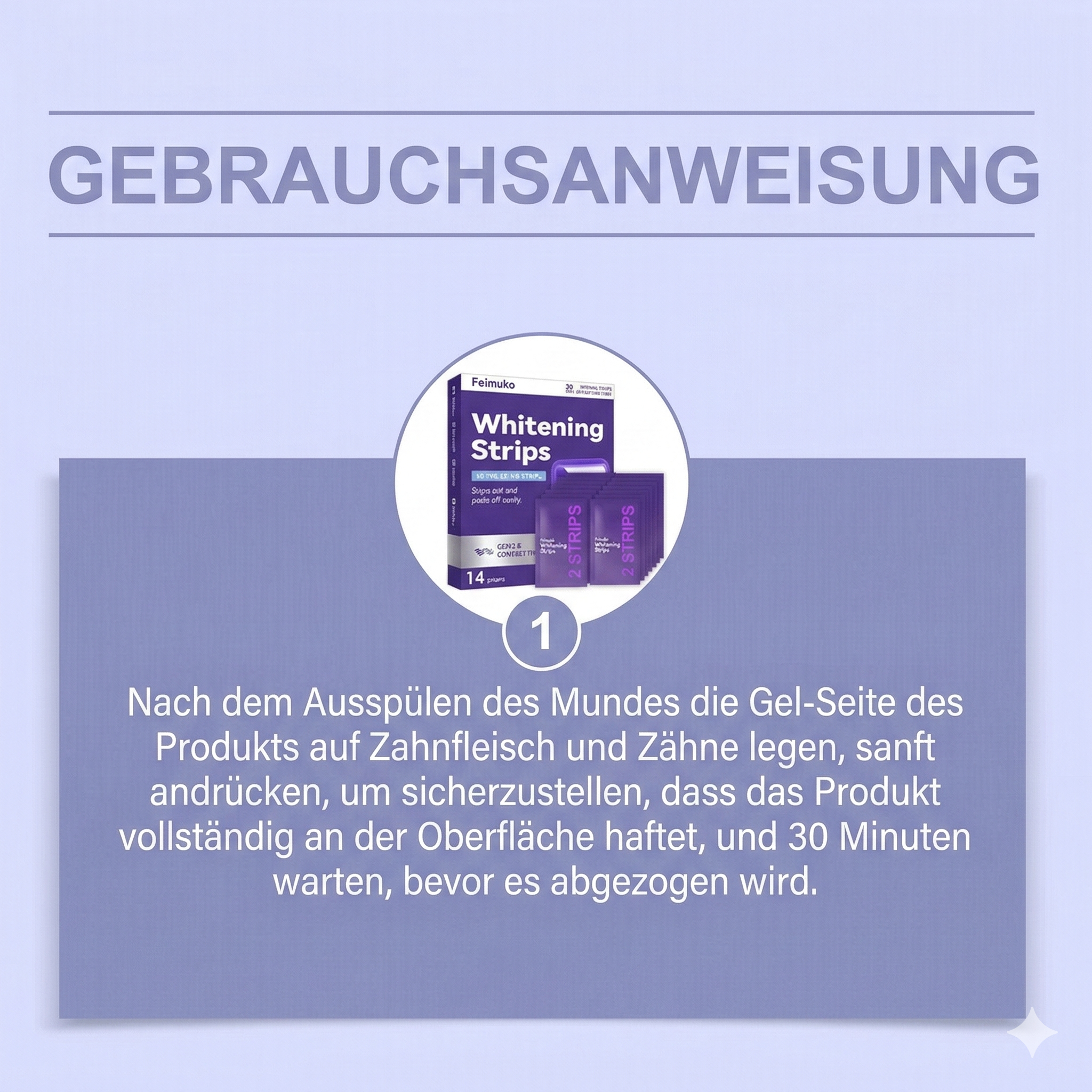 Lila Zahnaufhellungsstreifen - Anwend. peroxidfrei